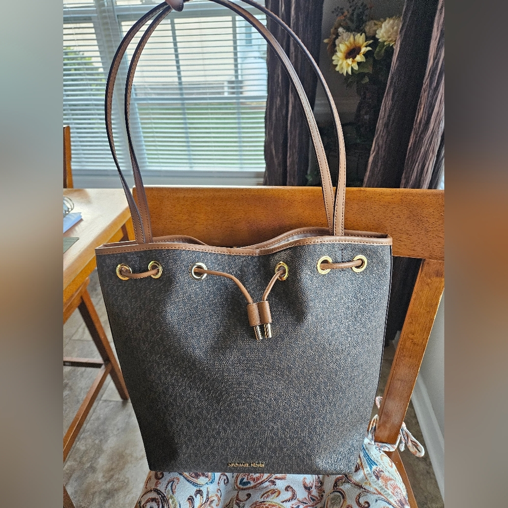 Michael Kors Dark Brown Tote with Gold Accents.